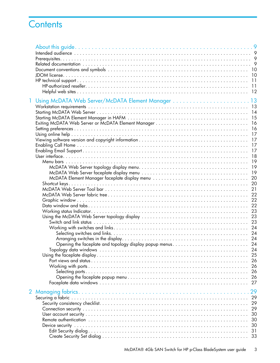 HP M-series HA-Fabric Manager Software User Manual | Page 3 / 226