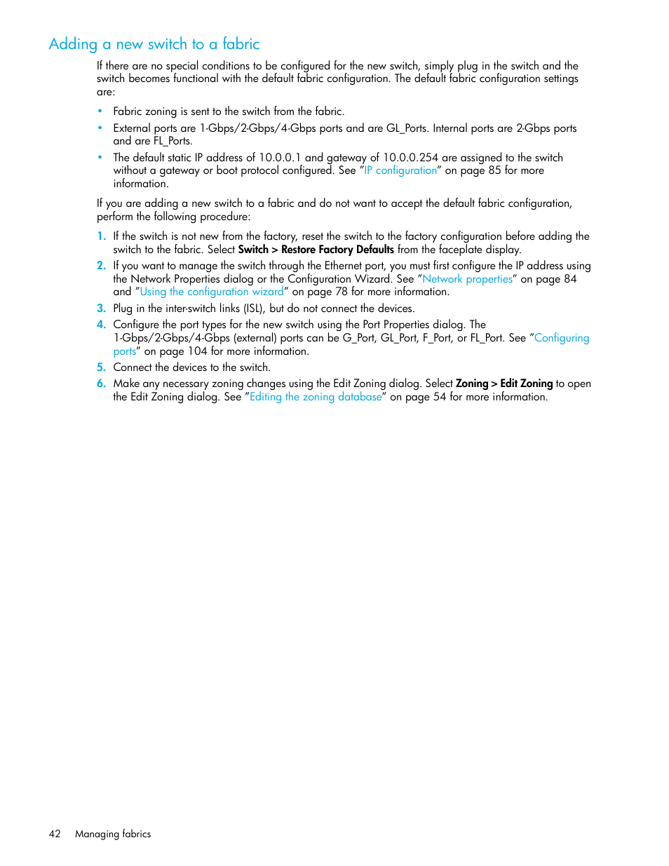 Adding a new switch to a fabric | HP M-series HA-Fabric Manager Software User Manual | Page 42 / 226