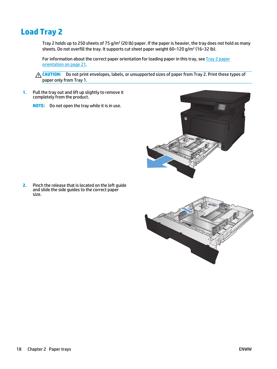 Load tray 2 | HP LaserJet Pro M435 Multifunction Printer series User Manual | Page 26 / 120