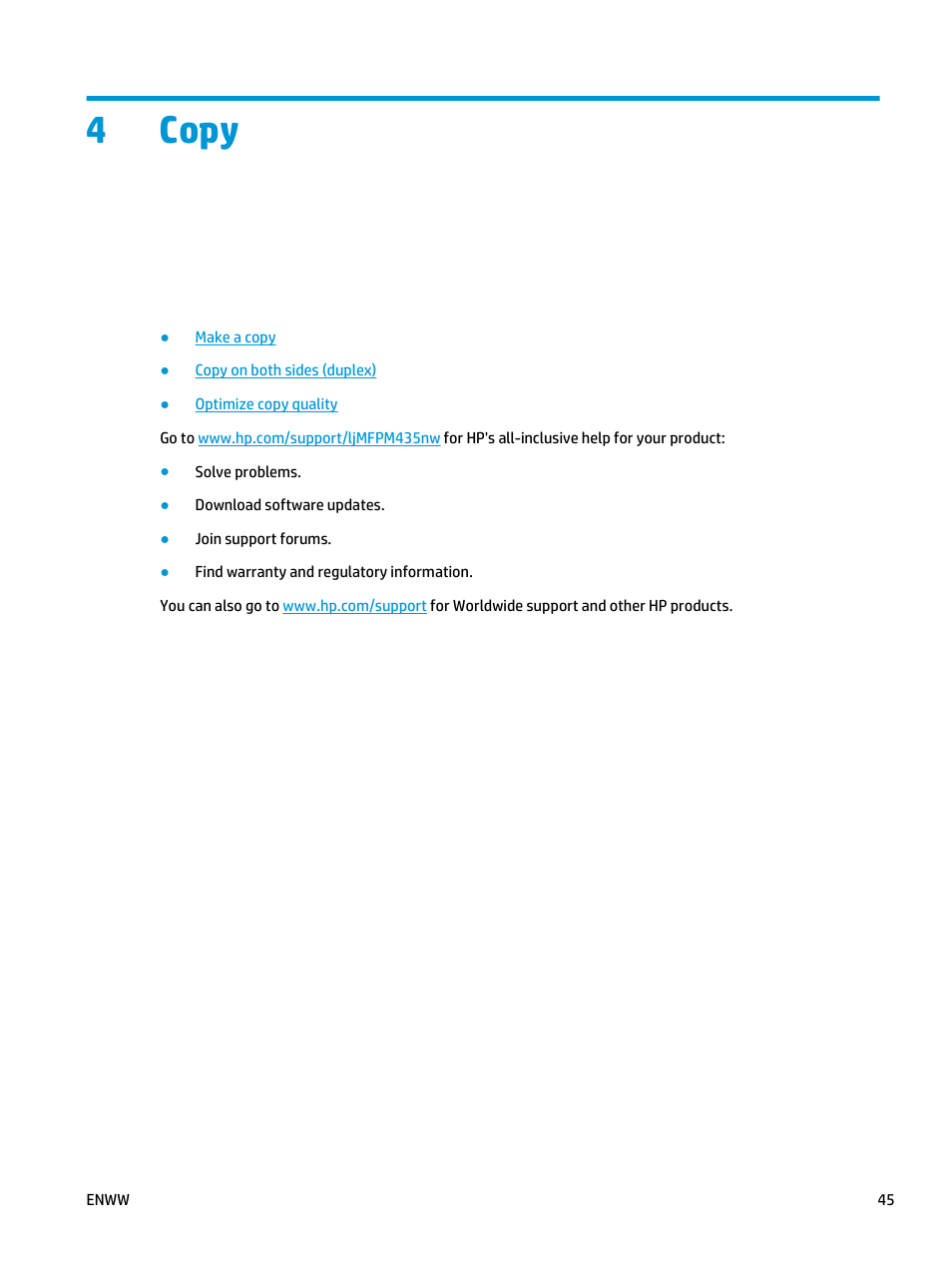 Copy, 4 copy, 4copy | HP LaserJet Pro M435 Multifunction Printer series User Manual | Page 53 / 120