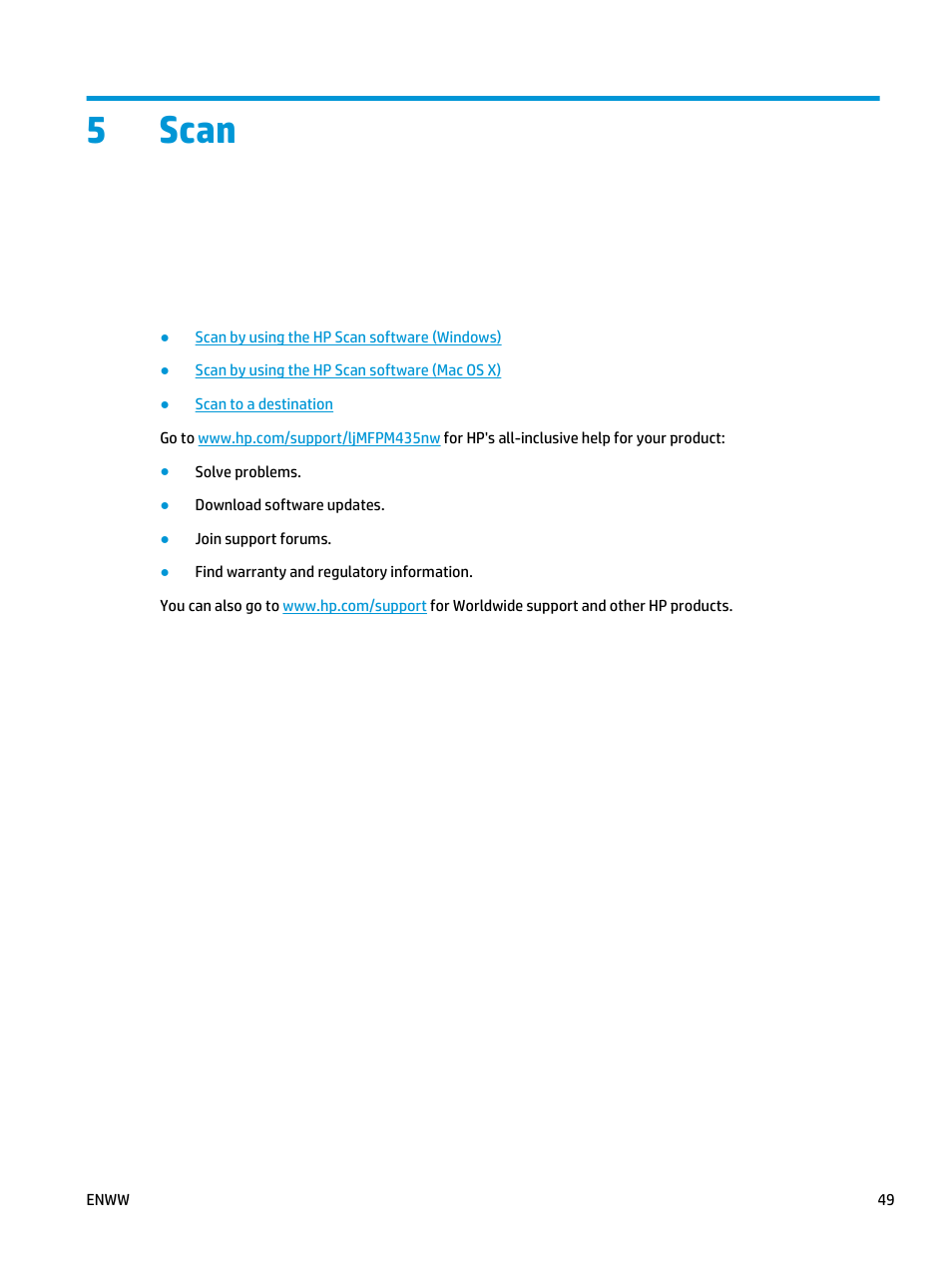 Scan, 5 scan, 5scan | HP LaserJet Pro M435 Multifunction Printer series User Manual | Page 57 / 120