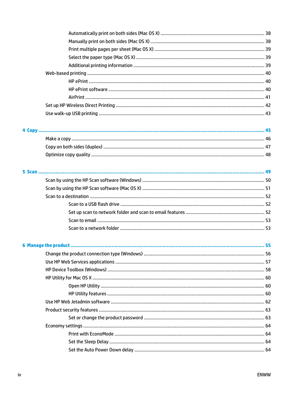 HP LaserJet Pro M435 Multifunction Printer series User Manual | Page 6 / 120