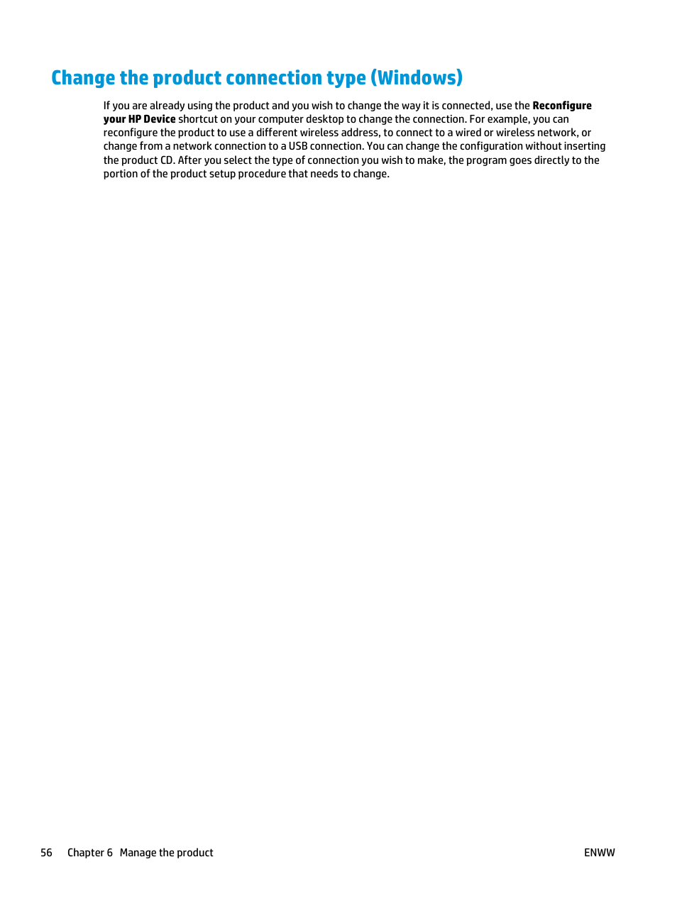 Change the product connection type (windows) | HP LaserJet Pro M435 Multifunction Printer series User Manual | Page 64 / 120