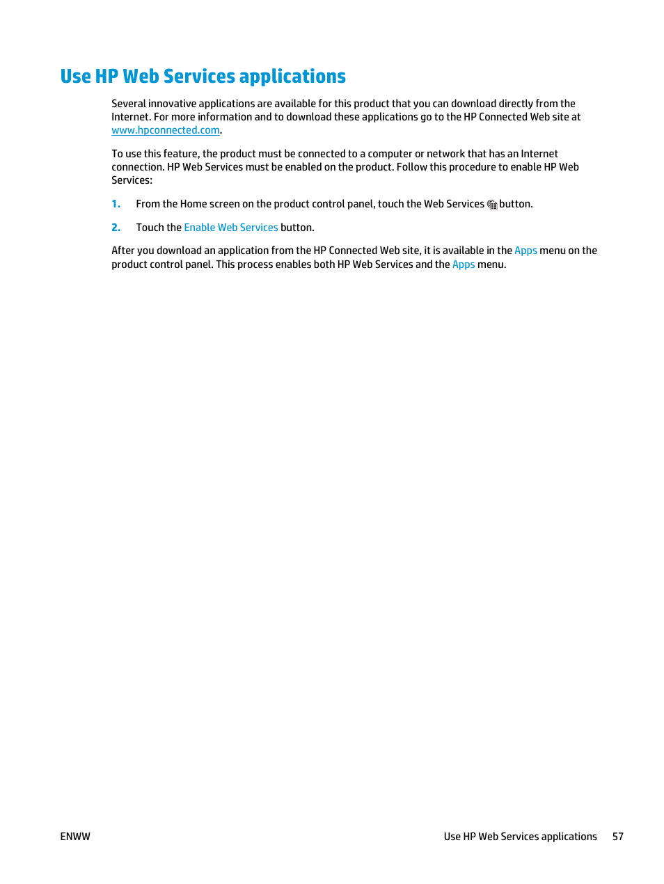 Use hp web services applications | HP LaserJet Pro M435 Multifunction Printer series User Manual | Page 65 / 120
