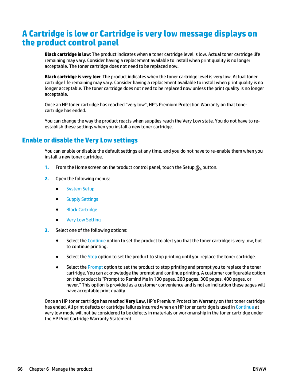 Enable or disable the very low settings | HP LaserJet Pro M435 Multifunction Printer series User Manual | Page 74 / 120