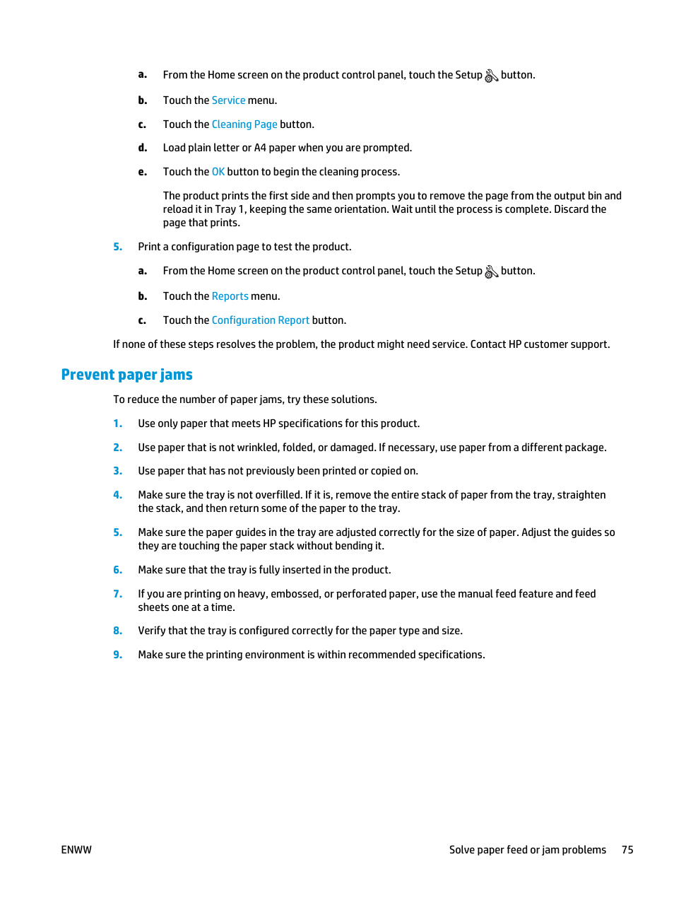 Prevent paper jams | HP LaserJet Pro M435 Multifunction Printer series User Manual | Page 83 / 120