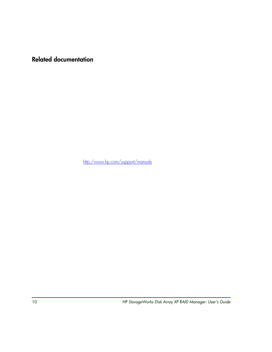 Related documentation, Related documentation 10 | HP XP RAID Manager Software User Manual | Page 10 / 416