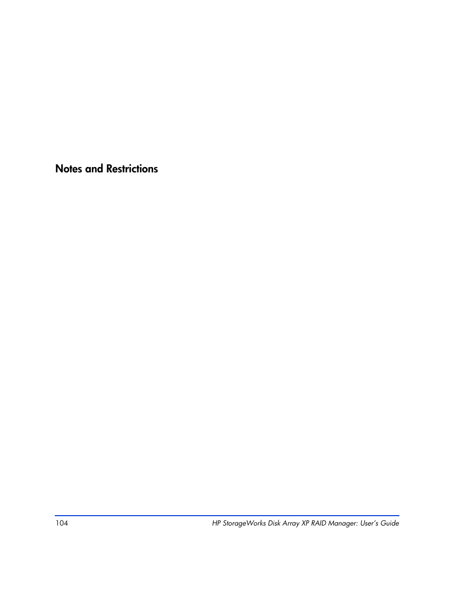 Notes and restrictions, Notes and restrictions 104 | HP XP RAID Manager Software User Manual | Page 104 / 416