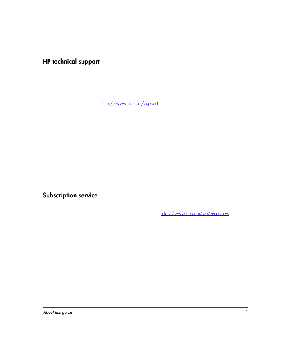Hp technical support, Subscription service, Hp technical support 11 subscription service 11 | HP XP RAID Manager Software User Manual | Page 11 / 416