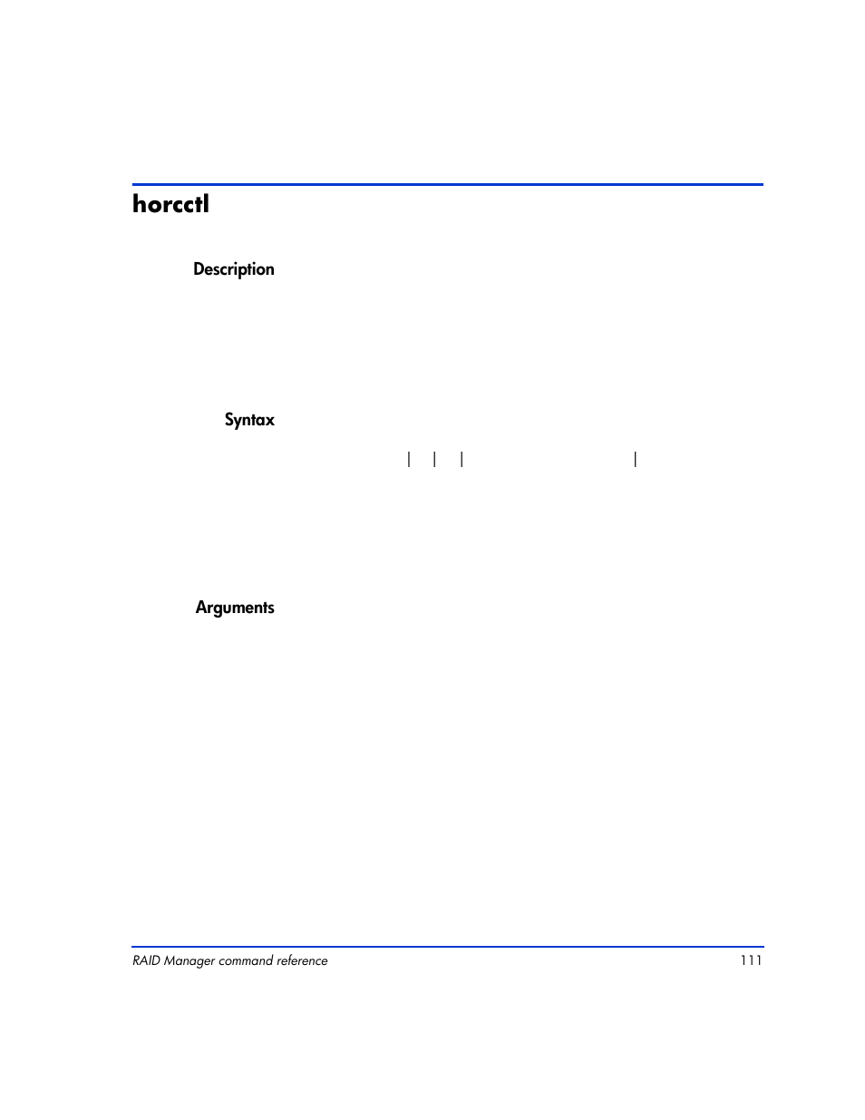 Horcctl, Horcctl 111 | HP XP RAID Manager Software User Manual | Page 111 / 416
