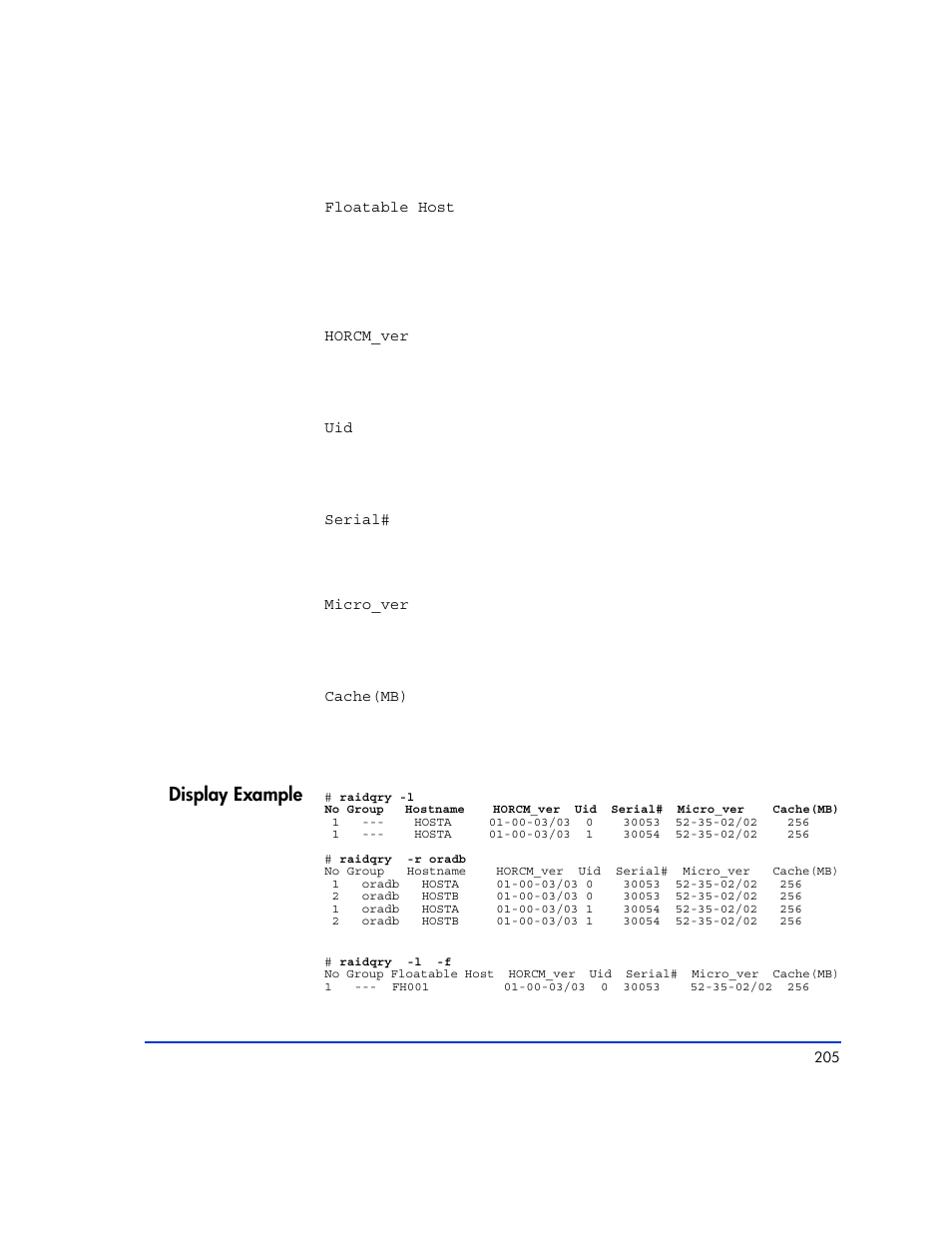 Display example | HP XP RAID Manager Software User Manual | Page 205 / 416