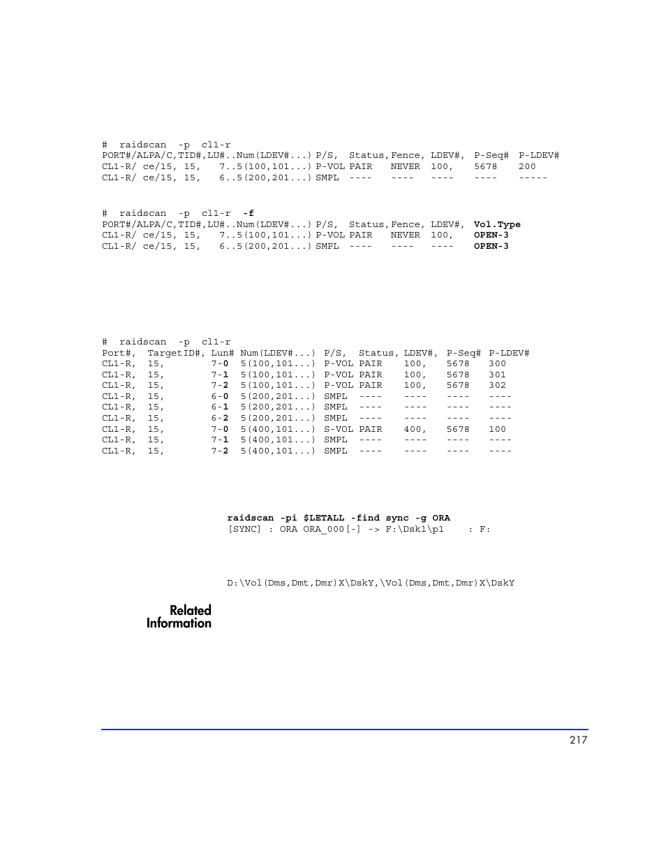 Related information | HP XP RAID Manager Software User Manual | Page 217 / 416