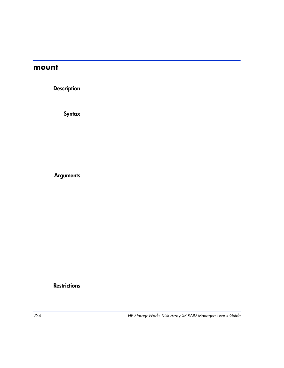 Mount, Mount 224 | HP XP RAID Manager Software User Manual | Page 224 / 416