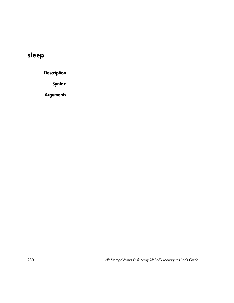 Sleep, Sleep 230 | HP XP RAID Manager Software User Manual | Page 230 / 416