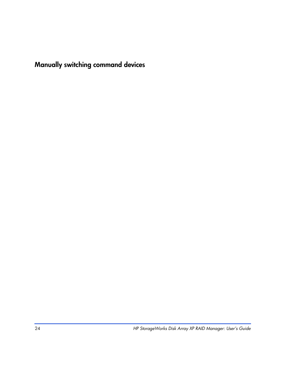 Manually switching command devices, Manually switching command devices 24 | HP XP RAID Manager Software User Manual | Page 24 / 416