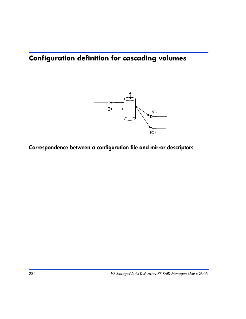Configuration definition for cascading volumes, Configuration definition for cascading volumes 284, Descriptors 284 | HP XP RAID Manager Software User Manual | Page 284 / 416