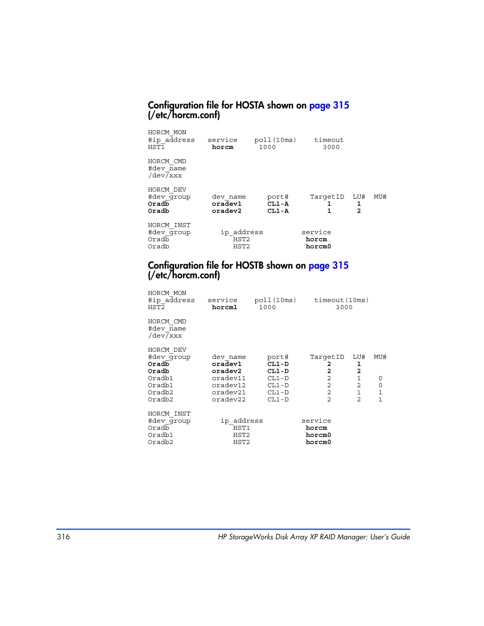 HP XP RAID Manager Software User Manual | Page 316 / 416