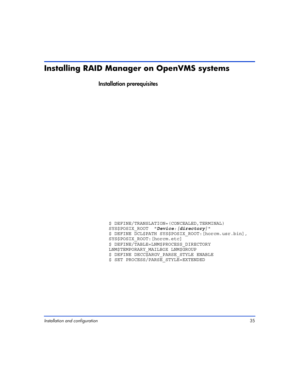 Installing raid manager on openvms systems, Installing raid manager on openvms systems 35 | HP XP RAID Manager Software User Manual | Page 35 / 416