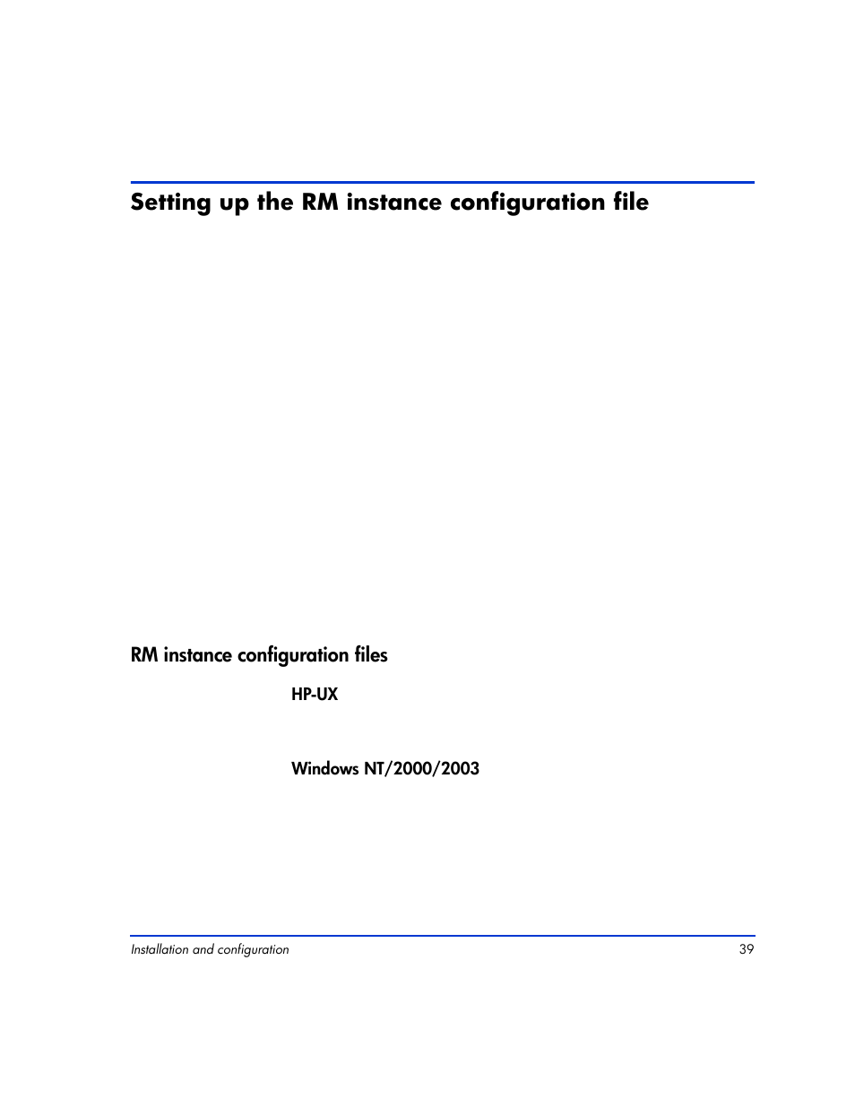 Setting up the rm instance configuration file, Rm instance configuration files, Setting up the rm instance configuration file 39 | Rm instance configuration files 39 | HP XP RAID Manager Software User Manual | Page 39 / 416
