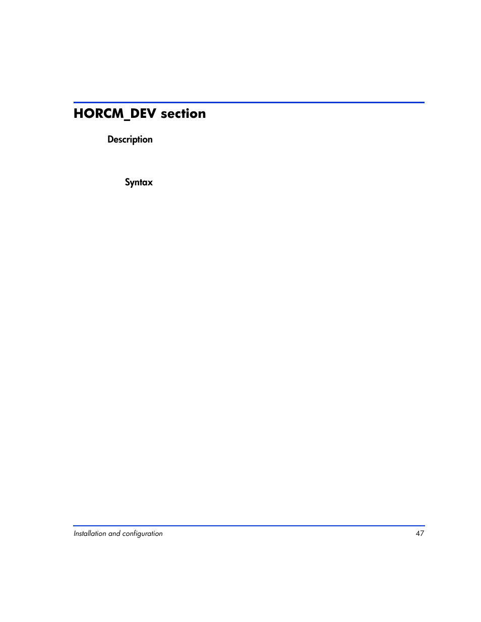 Horcm_dev section, Horcm_dev section 47 | HP XP RAID Manager Software User Manual | Page 47 / 416