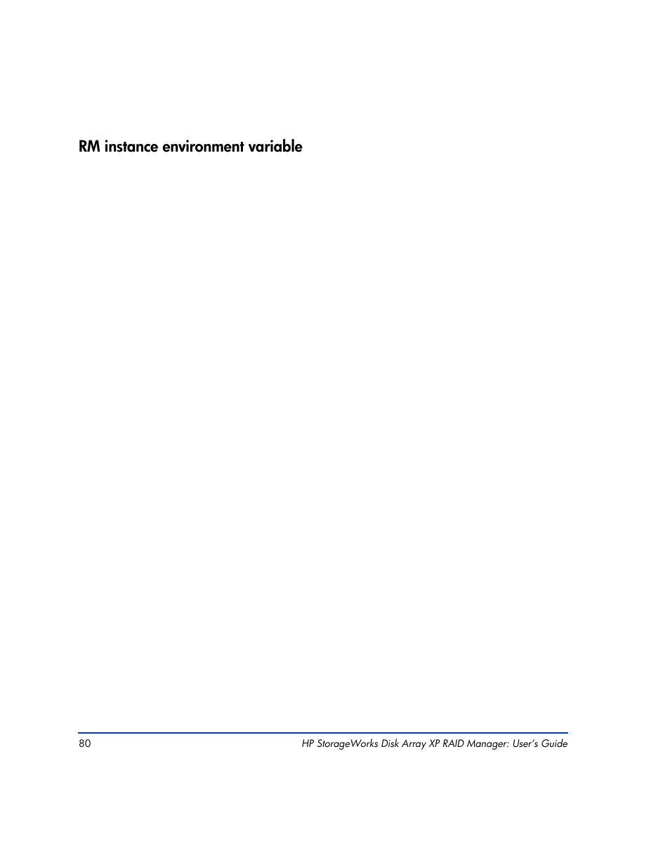 Rm instance environment variable, Rm instance environment variable 80 | HP XP RAID Manager Software User Manual | Page 80 / 416