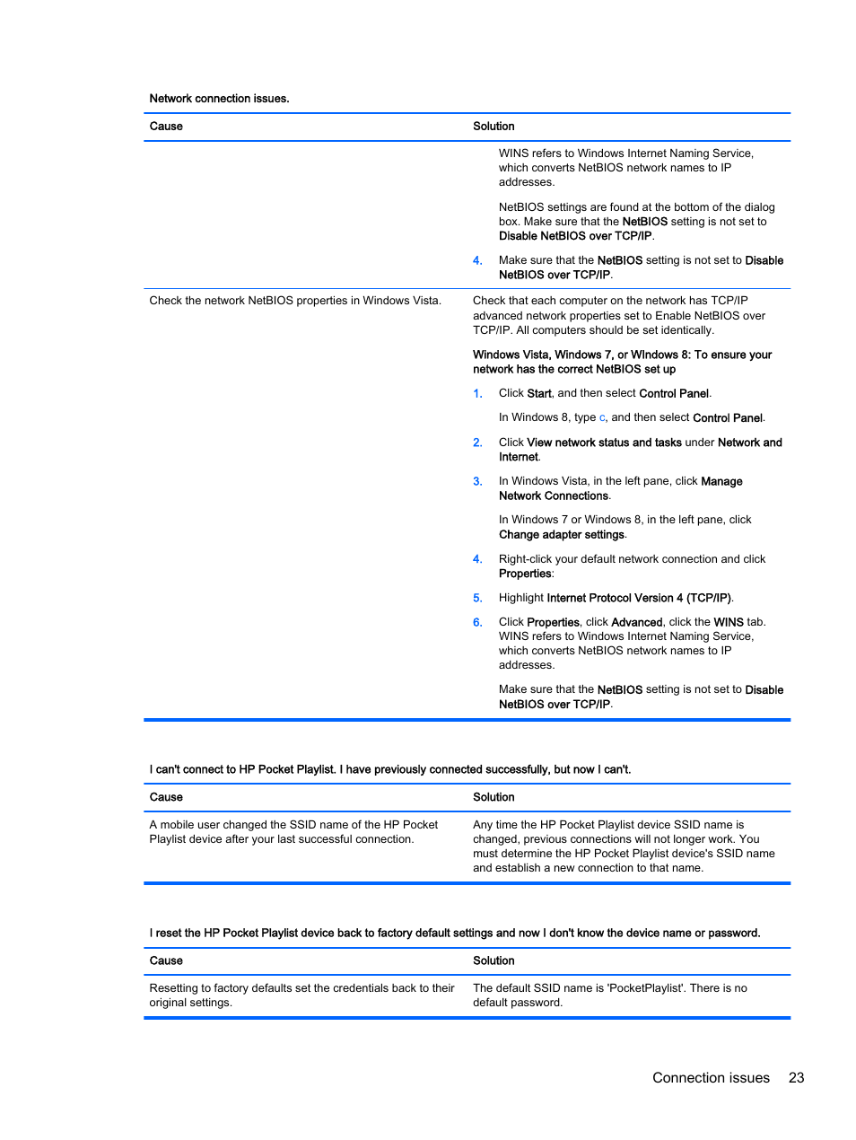 Connection issues 23 | HP Pocket Playlist User Manual | Page 27 / 33