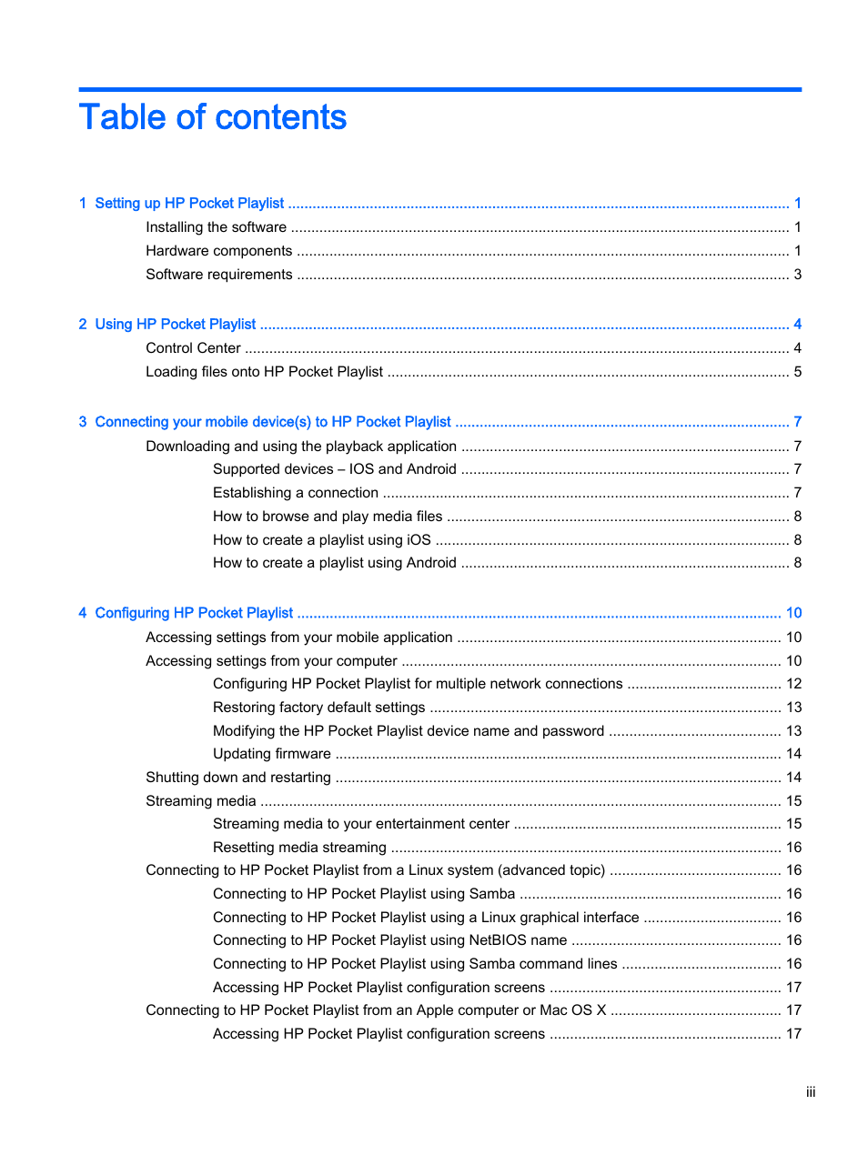 HP Pocket Playlist User Manual | Page 3 / 33