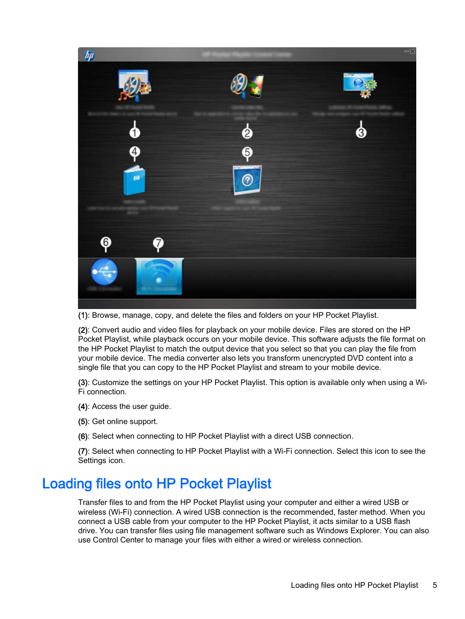 Loading files onto hp pocket playlist | HP Pocket Playlist User Manual | Page 9 / 33