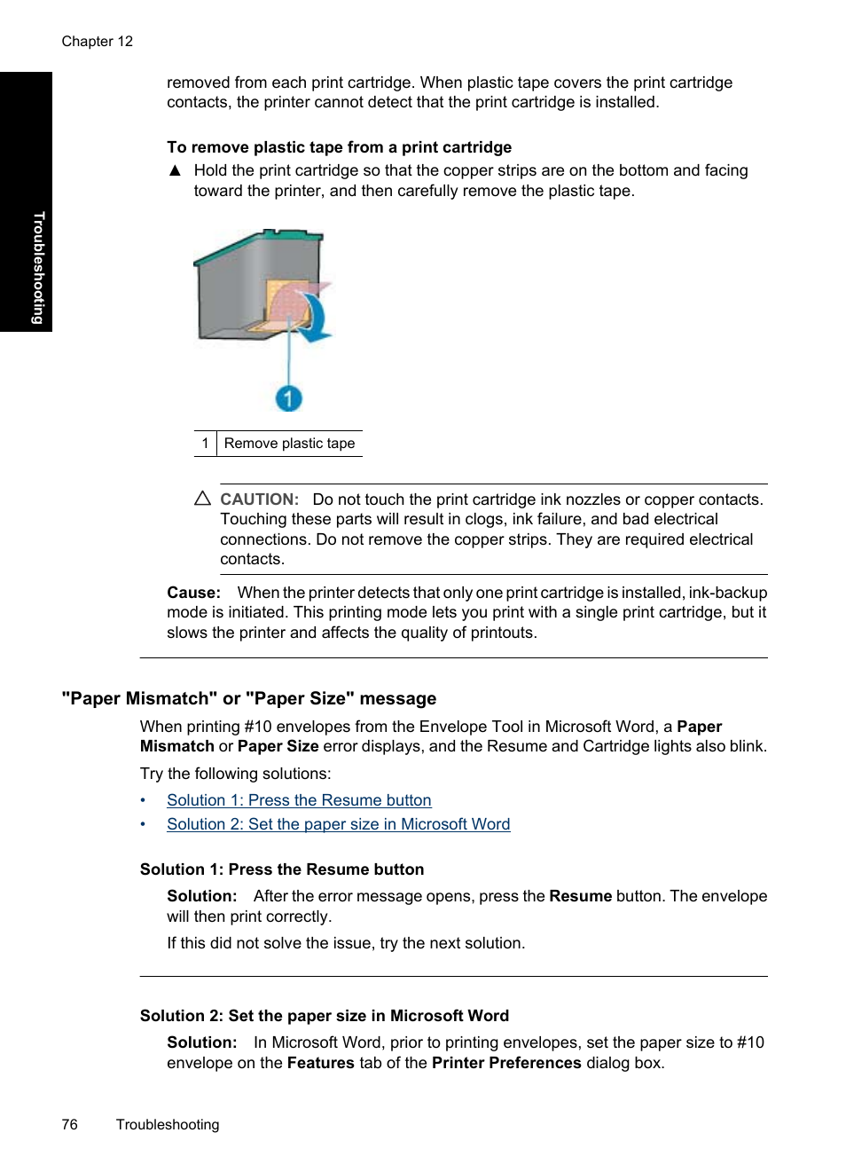 Paper mismatch" or "paper size" message | HP Deskjet D4363 Printer User Manual | Page 79 / 137