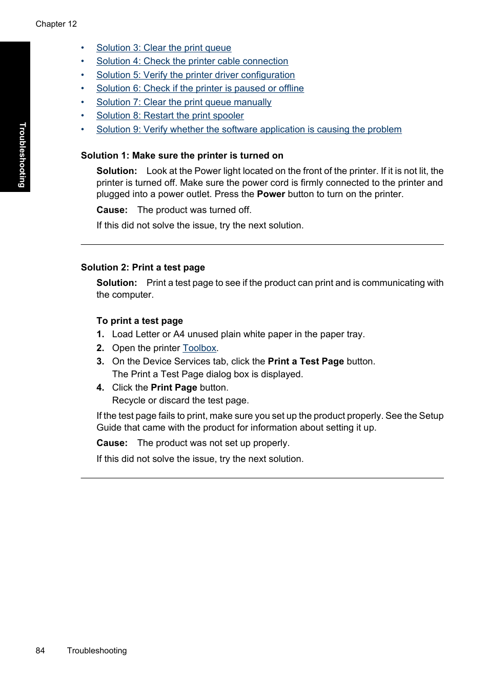 Solution 1: make sure the printer is turned on | HP Deskjet D4363 Printer User Manual | Page 87 / 137