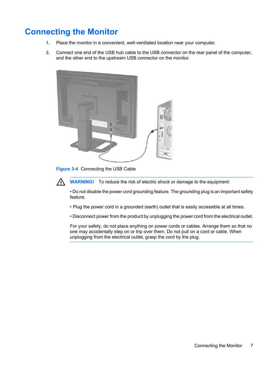 Connecting the monitor | HP LP3065c 30 inch LCD Monitor User Manual | Page 13 / 33