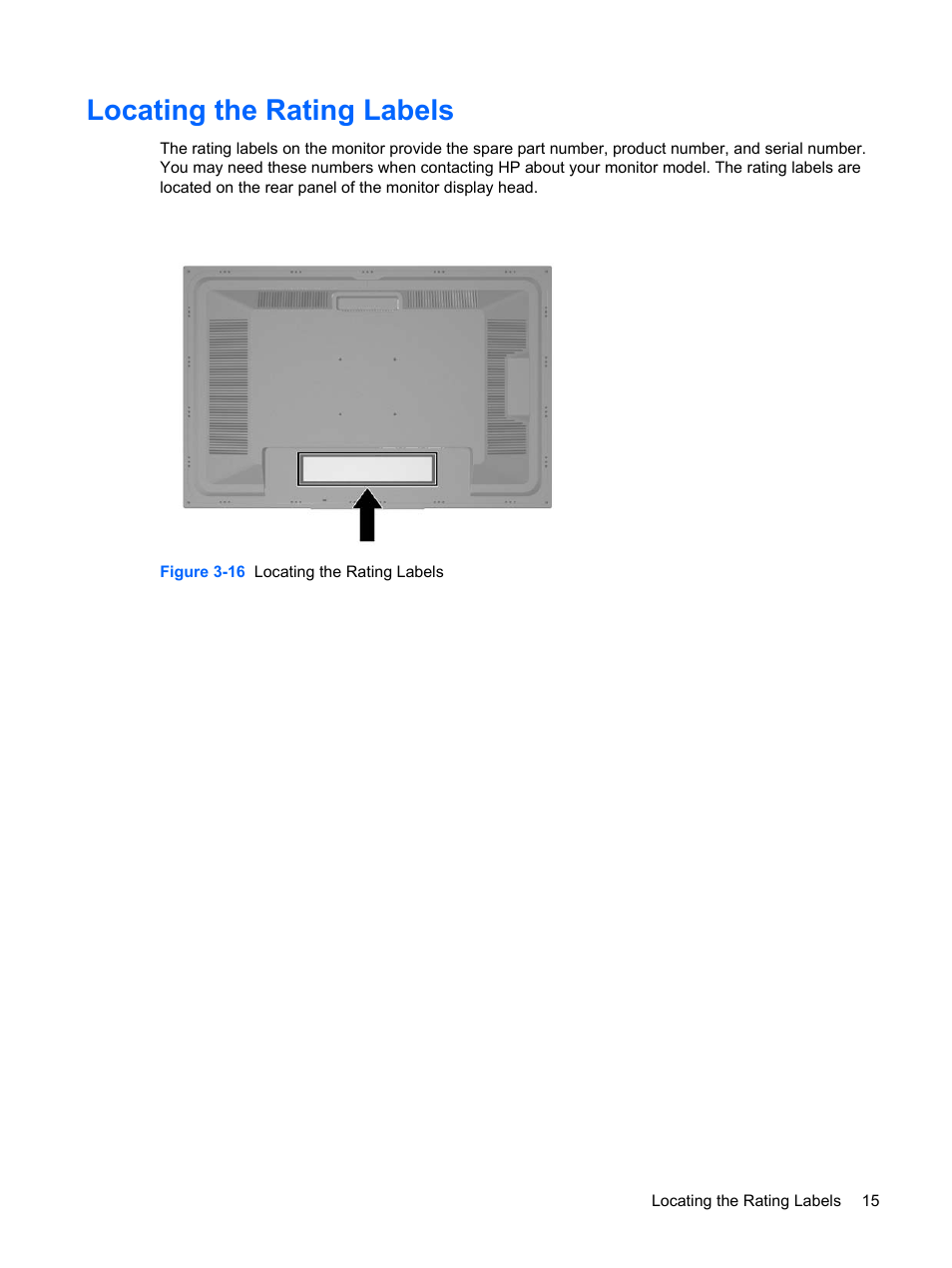 Locating the rating labels | HP LP3065c 30 inch LCD Monitor User Manual | Page 21 / 33