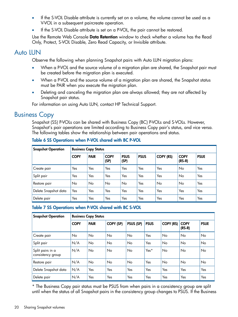 Auto lun, Business copy, Auto lun business copy | HP XP RAID Manager Software User Manual | Page 20 / 98