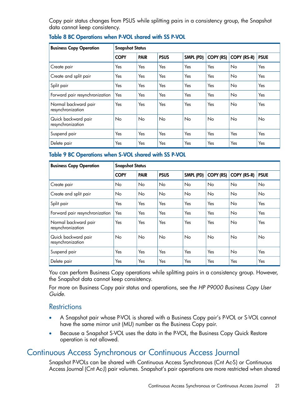 Restrictions | HP XP RAID Manager Software User Manual | Page 21 / 98