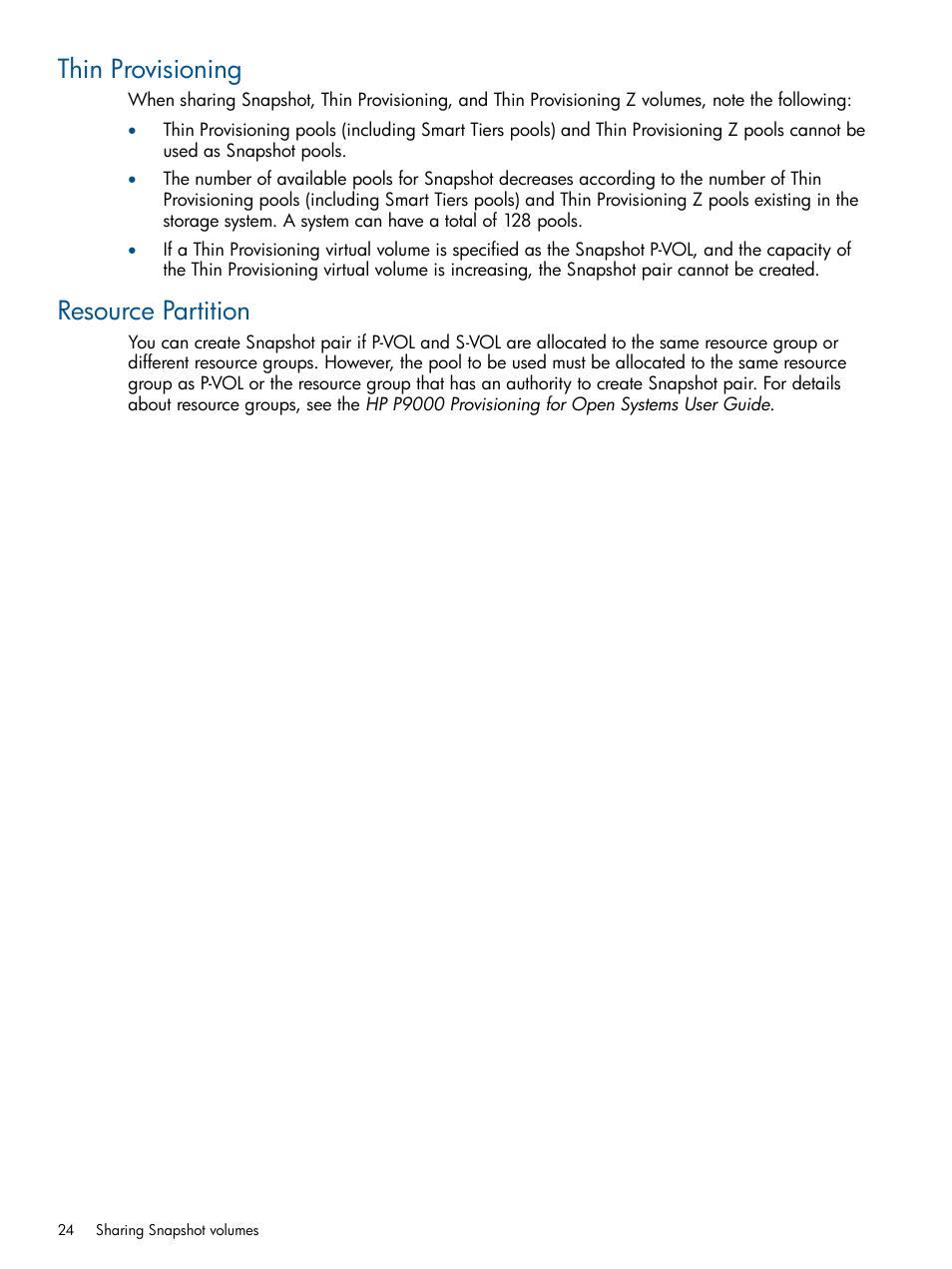 Thin provisioning, Resource partition, Thin provisioning resource partition | HP XP RAID Manager Software User Manual | Page 24 / 98