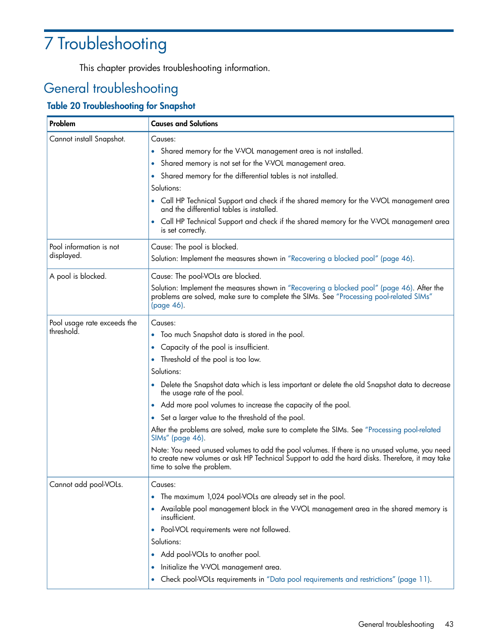 7 troubleshooting, General troubleshooting | HP XP RAID Manager Software User Manual | Page 43 / 98