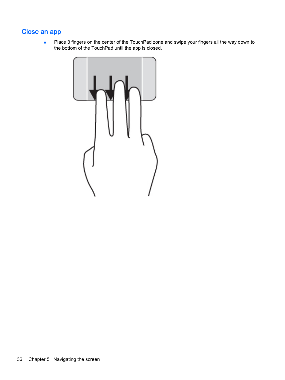 Close an app | HP ENVY 15t-k000 CTO Notebook PC User Manual | Page 48 / 93