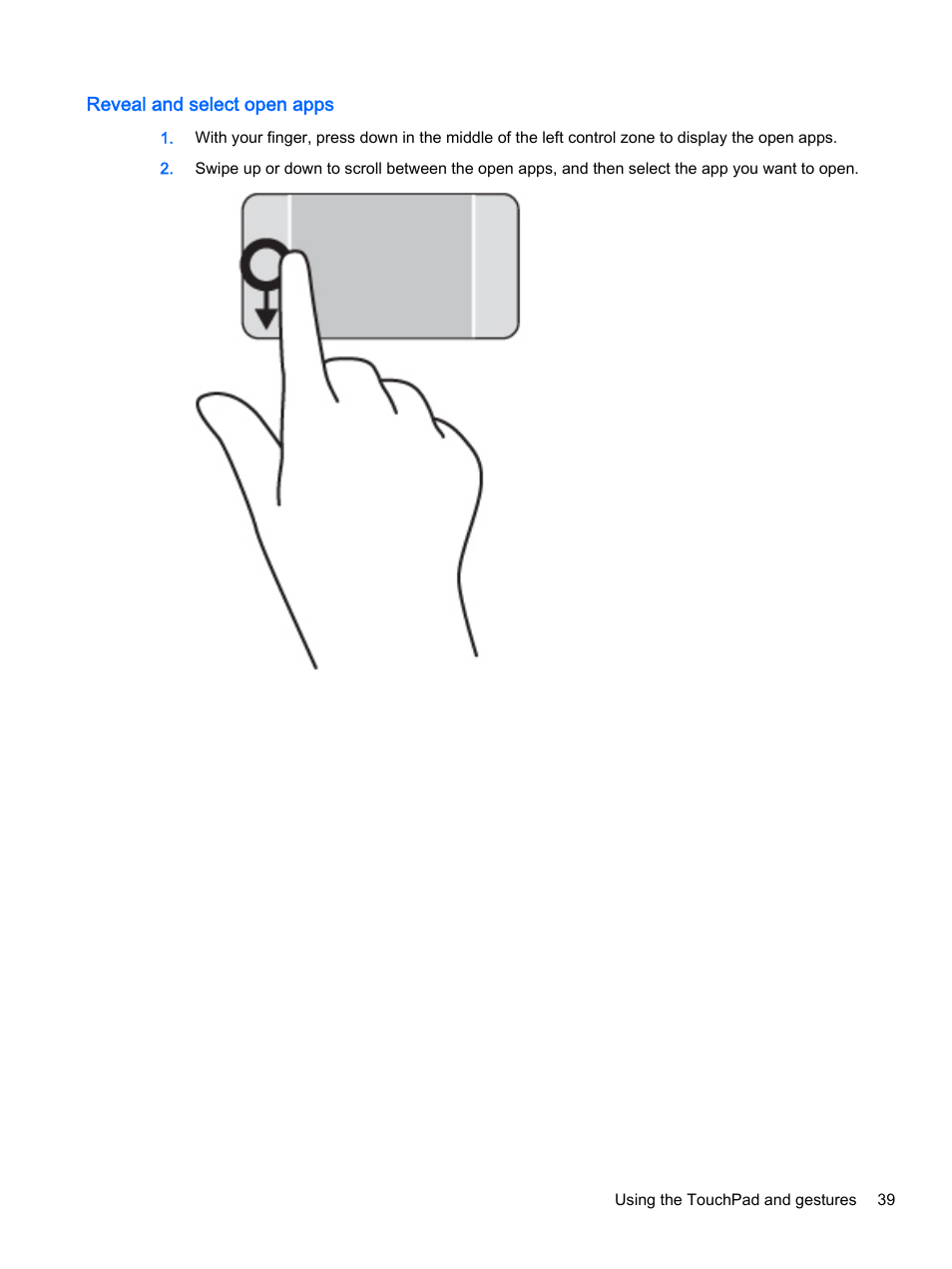 Reveal and select open apps | HP ENVY 15t-k000 CTO Notebook PC User Manual | Page 51 / 93