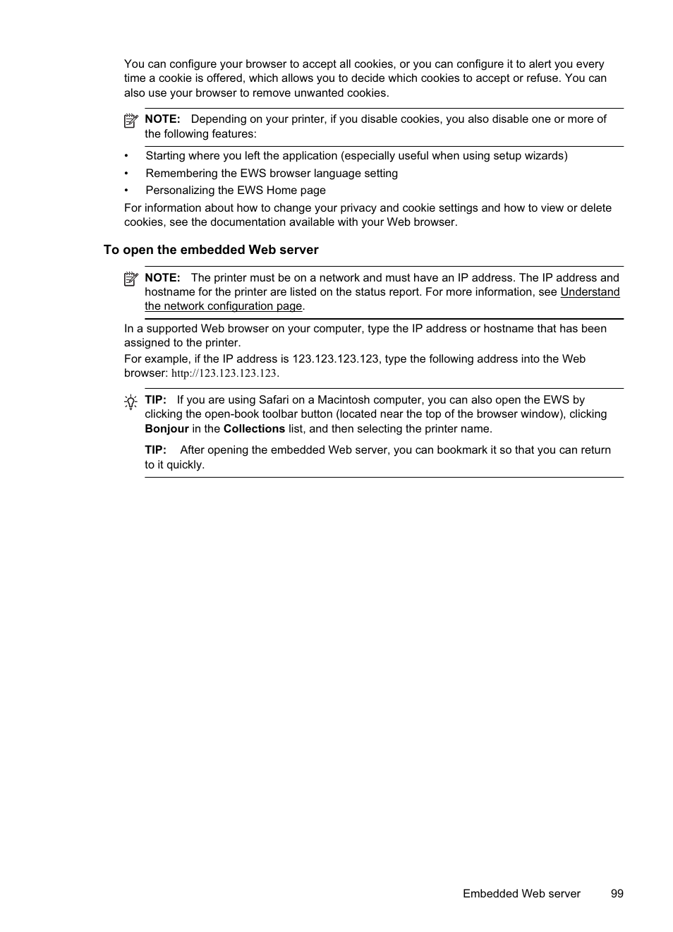 To open the embedded web server, To open the embedded web server. click th | HP Officejet Pro 8000 - A811 User Manual | Page 103 / 110