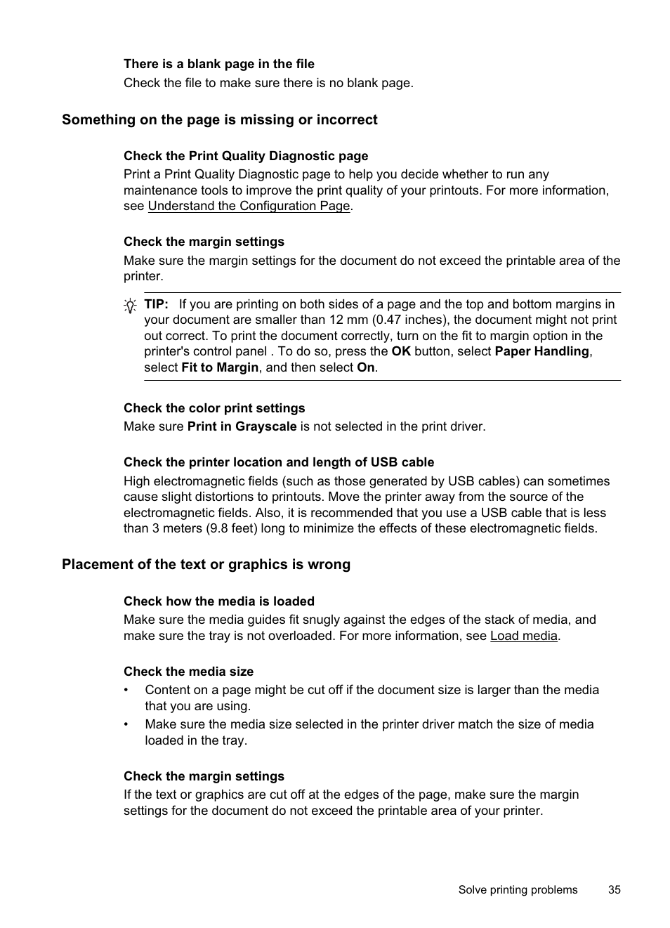 Placement of the text or graphics is wrong | HP Officejet Pro 8000 - A811 User Manual | Page 39 / 110