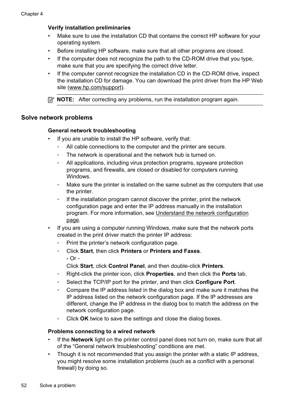 Solve network problems | HP Officejet Pro 8000 - A811 User Manual | Page 56 / 110