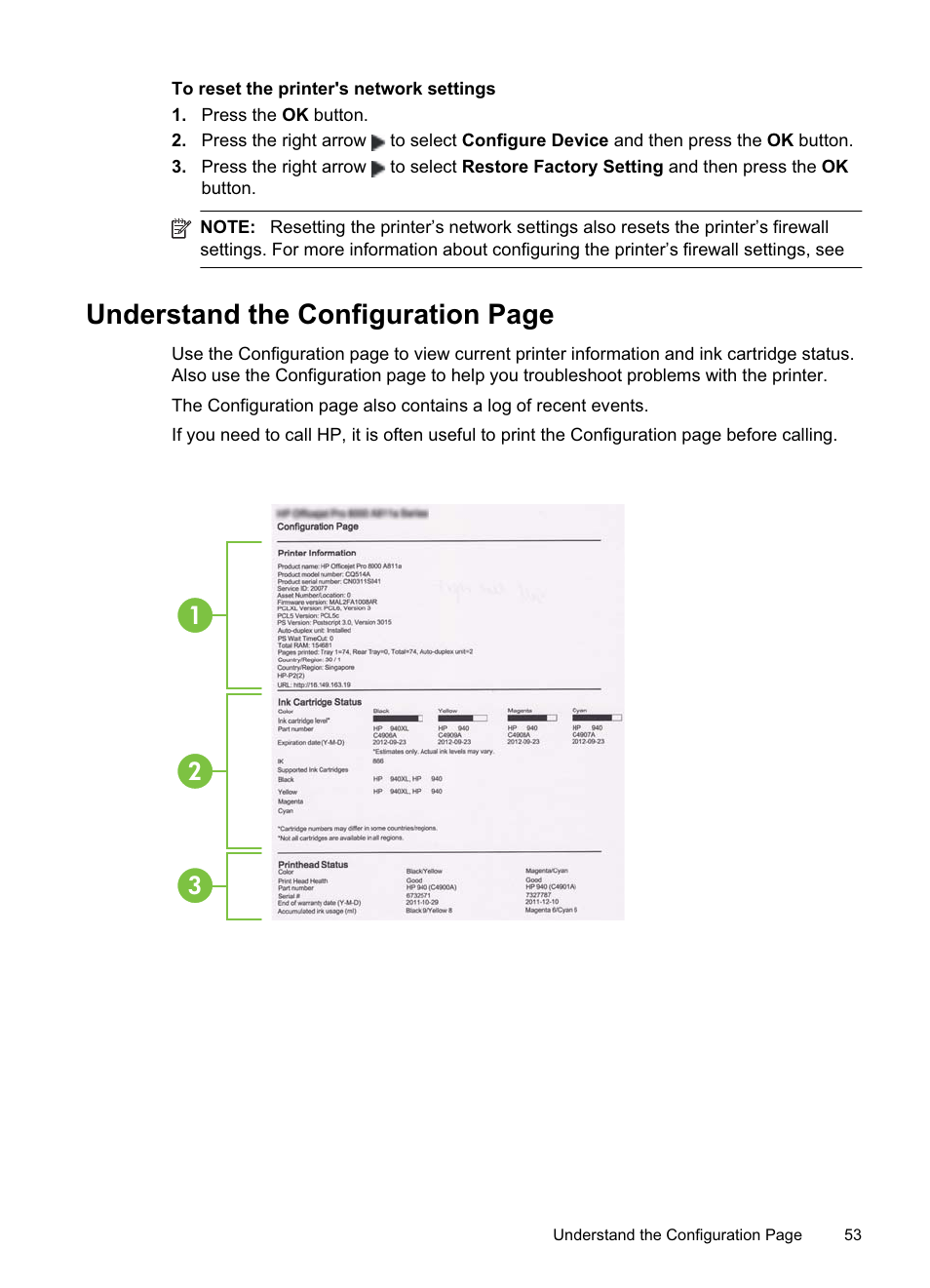 Understand the configuration page | HP Officejet Pro 8000 - A811 User Manual | Page 57 / 110