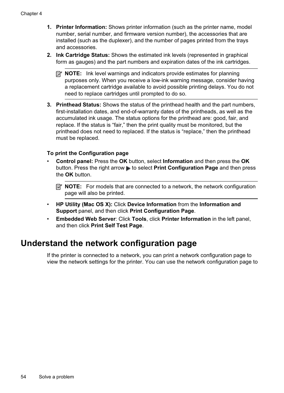 Understand the network configuration page | HP Officejet Pro 8000 - A811 User Manual | Page 58 / 110