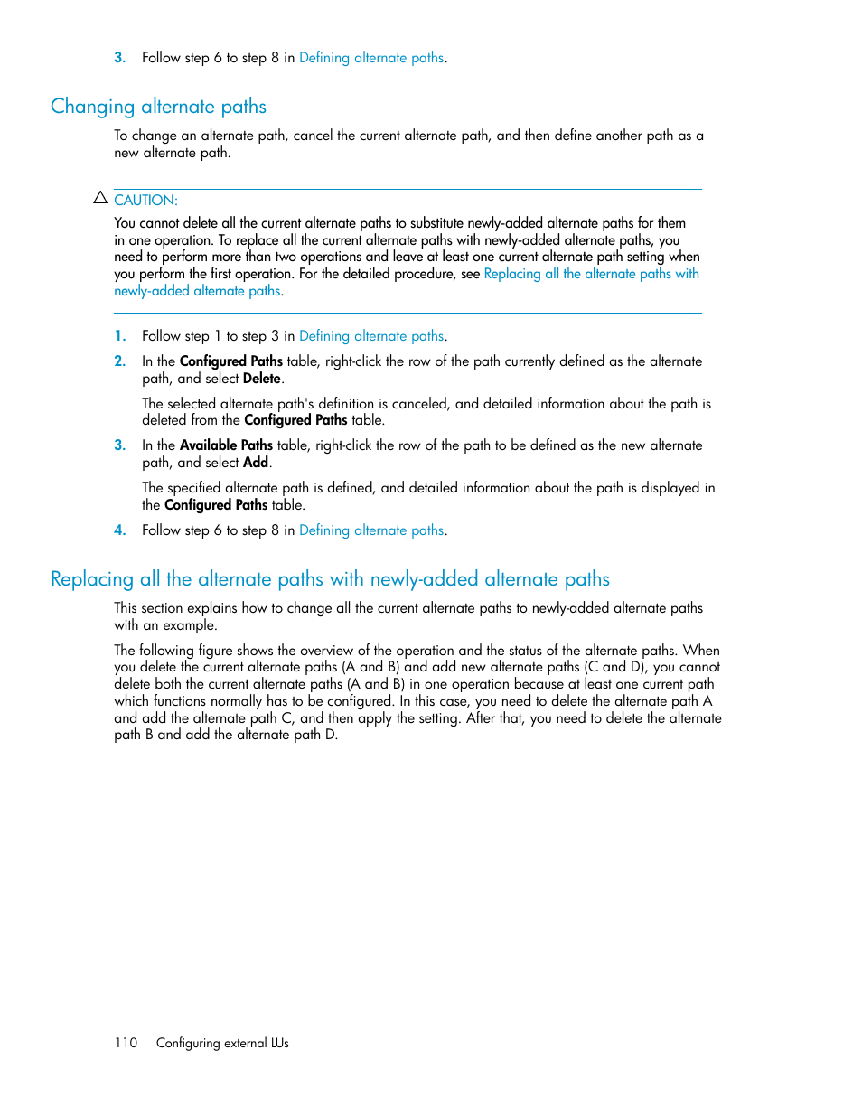 Changing alternate paths | HP StorageWorks XP Remote Web Console Software User Manual | Page 110 / 192