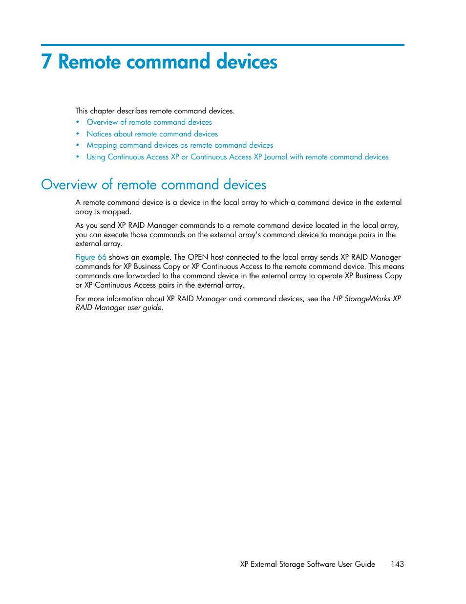 7 remote command devices, Overview of remote command devices | HP StorageWorks XP Remote Web Console Software User Manual | Page 143 / 192