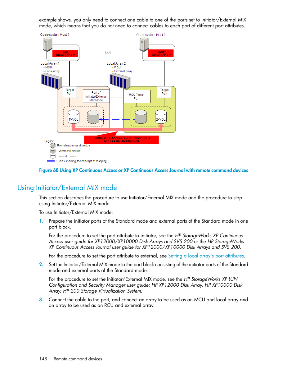 Using initiator/external mix mode | HP StorageWorks XP Remote Web Console Software User Manual | Page 148 / 192