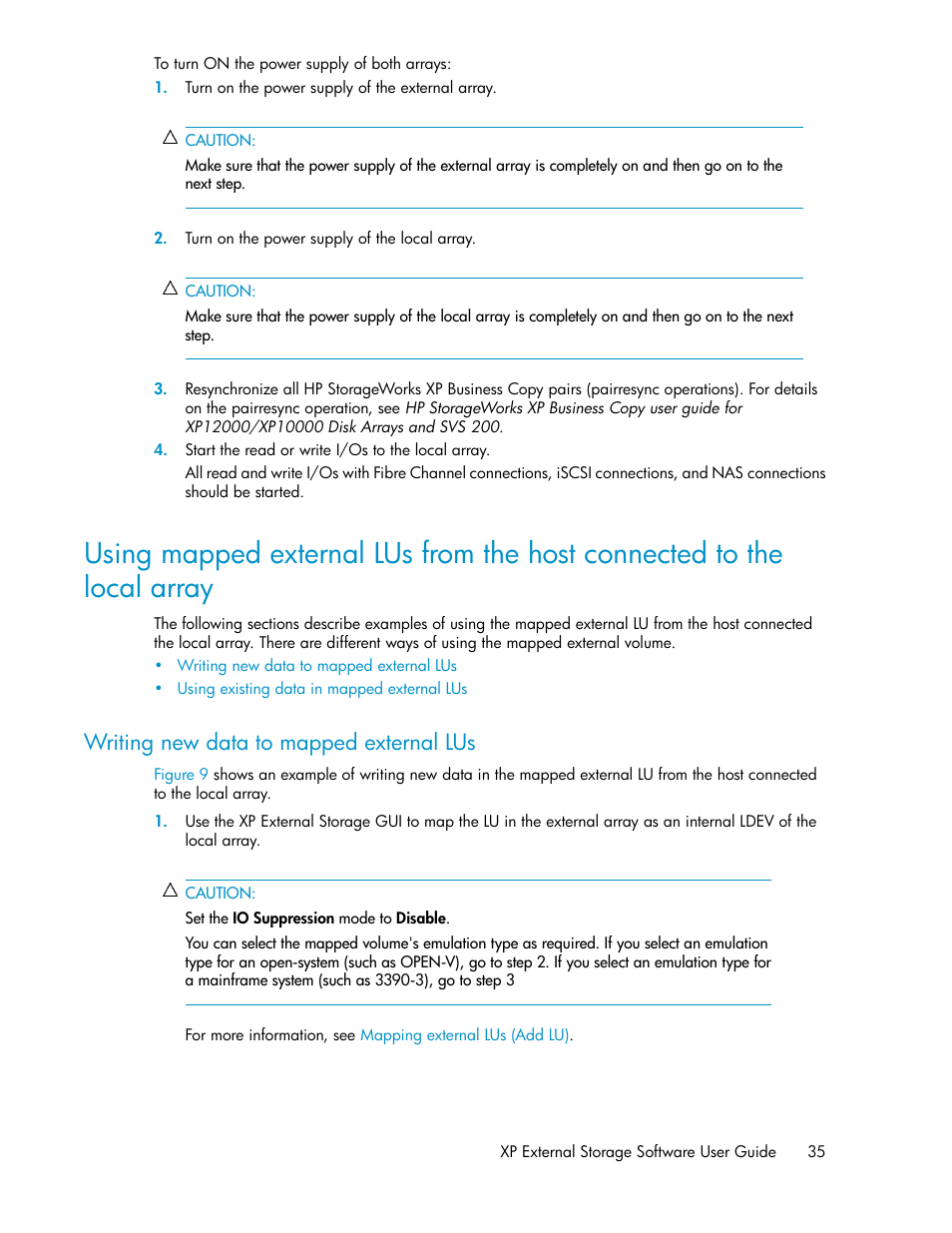 Writing new data to mapped external lus | HP StorageWorks XP Remote Web Console Software User Manual | Page 35 / 192