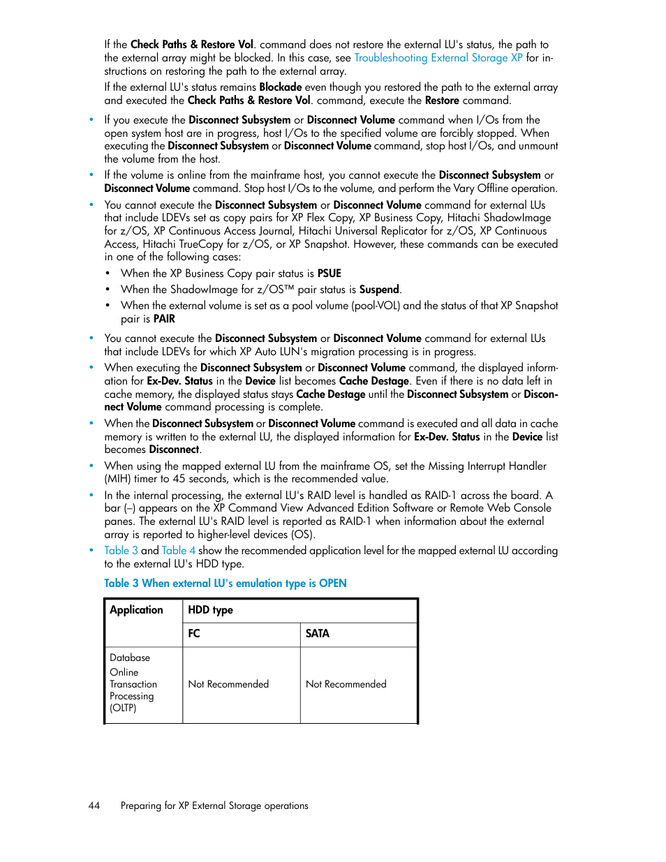 When external lu's emulation type is open | HP StorageWorks XP Remote Web Console Software User Manual | Page 44 / 192