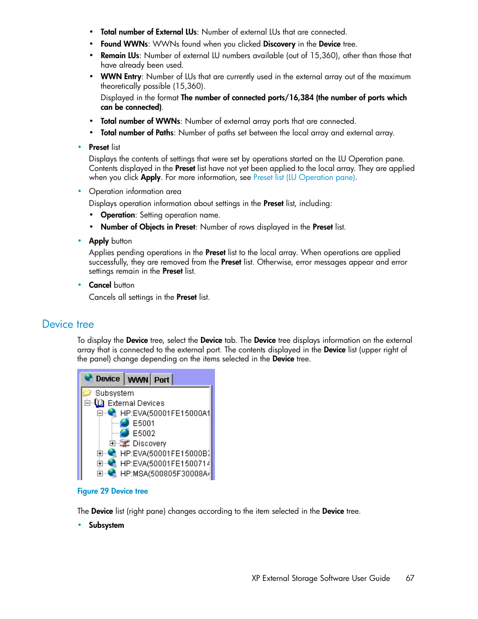 Device tree | HP StorageWorks XP Remote Web Console Software User Manual | Page 67 / 192