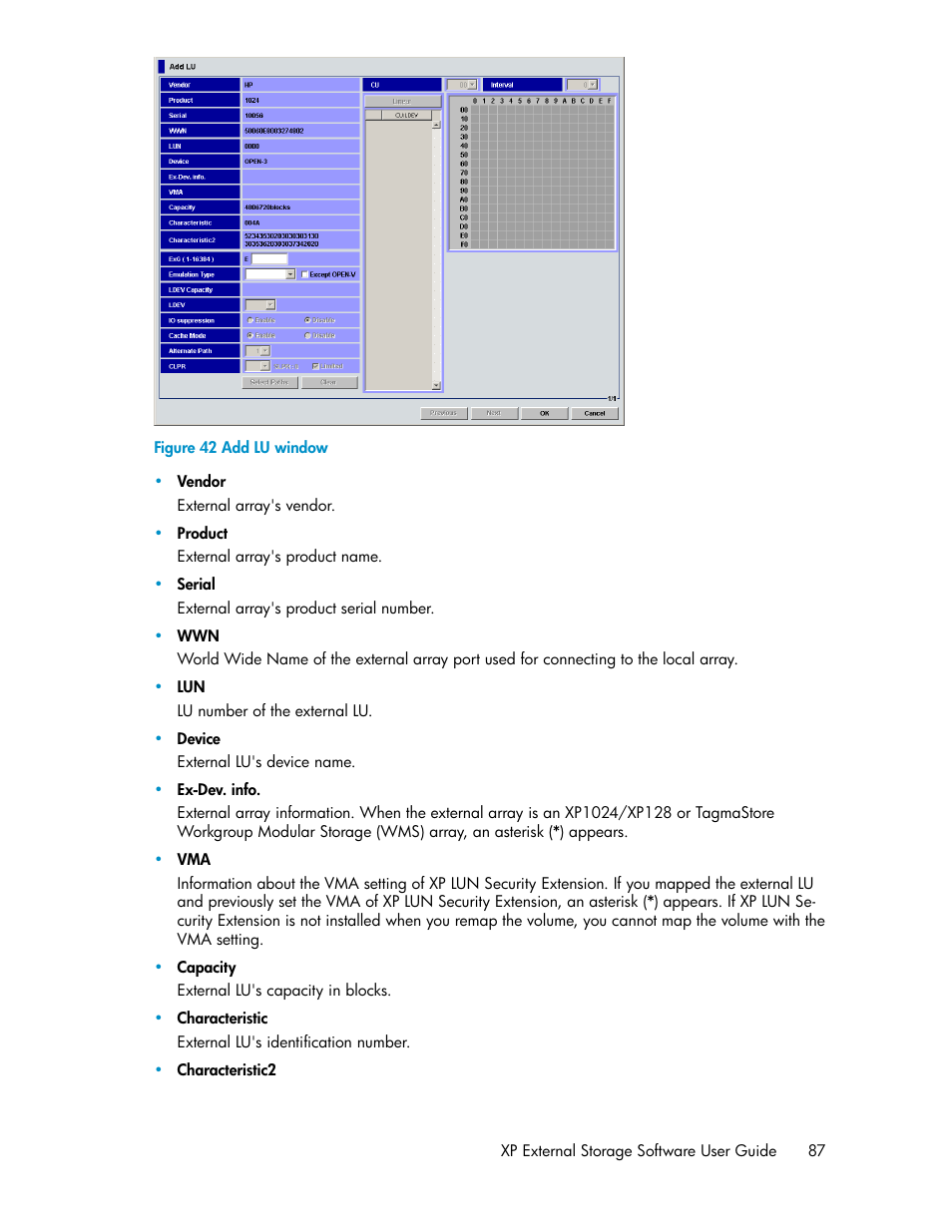 Add lu window, Figure | HP StorageWorks XP Remote Web Console Software User Manual | Page 87 / 192